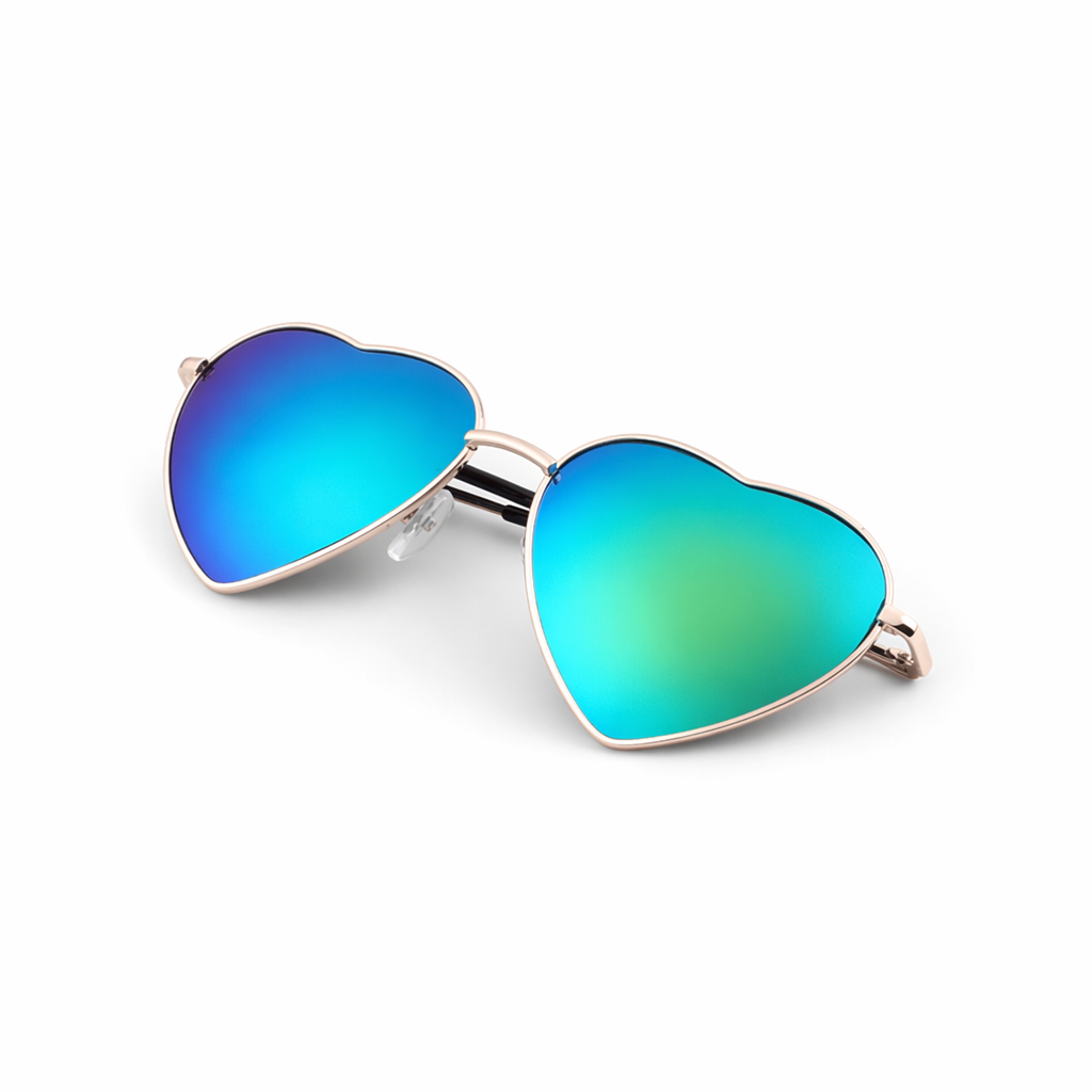 Chic Heart Shaped Aviator Sunglasses in Various Colors Teal Blue