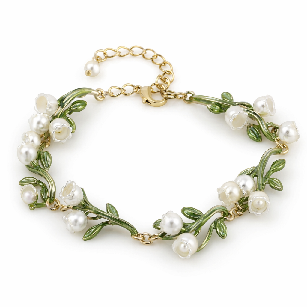 Lily Of The Valley Pearl Bracelet for Whimsical Jewelry Lovers Set of all 3