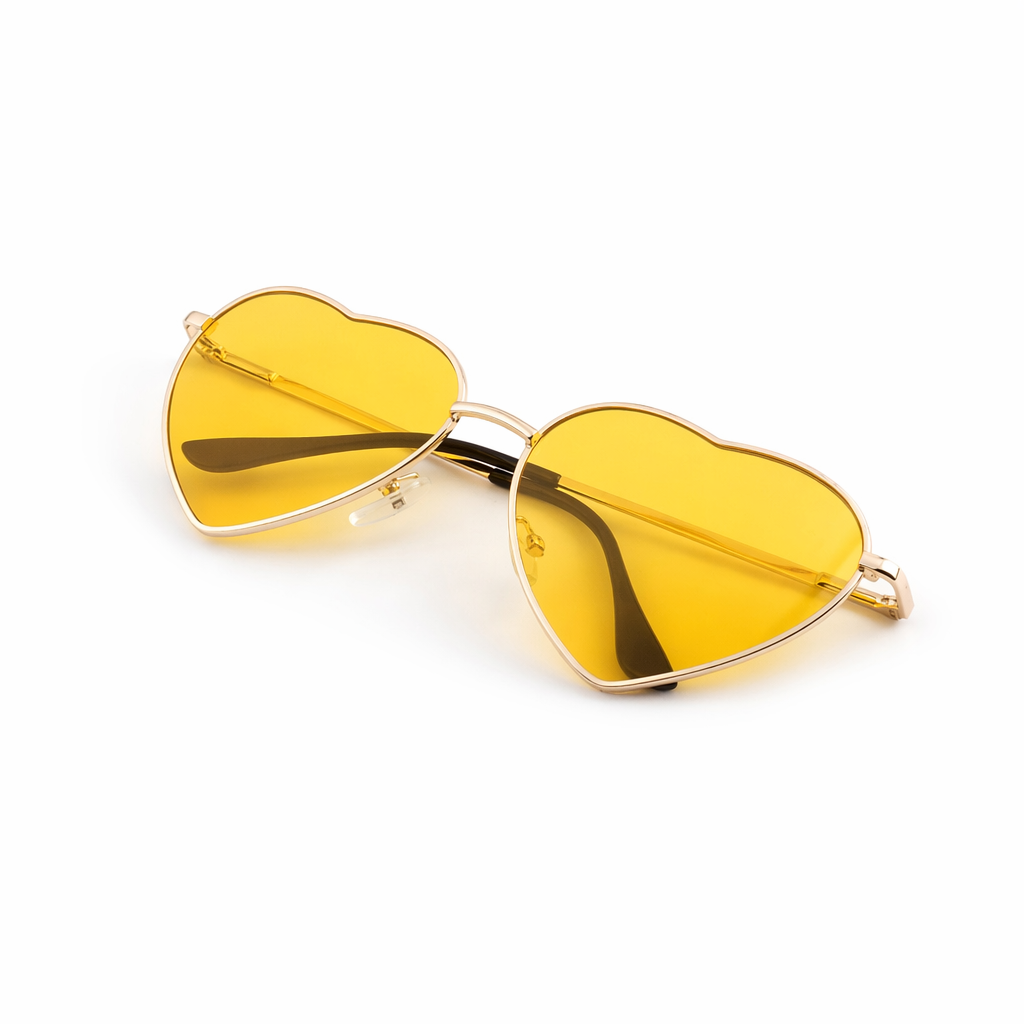 Chic Heart Shaped Aviator Sunglasses in Various Colors Yellow