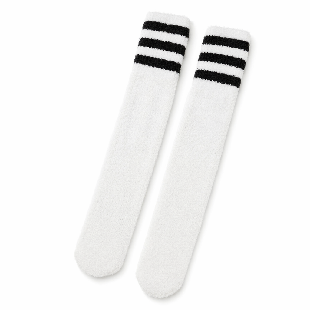 Cozy Fuzzy Thigh Highs for Kawaii Fashion Lovers White