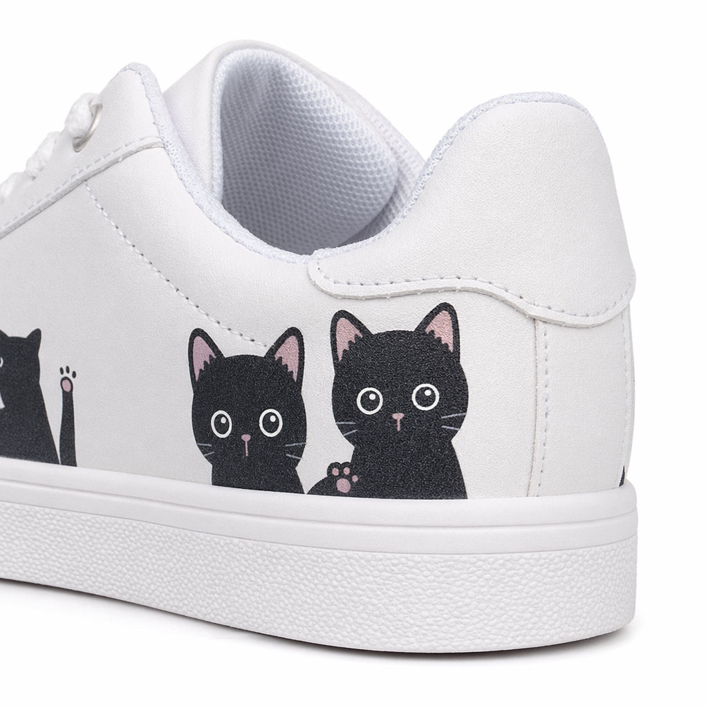 Kitten Inspired Tennis Shoes with Anti-Skid Rubber Soles black cats