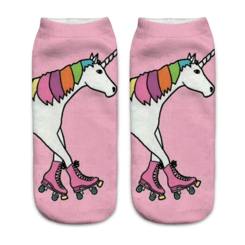 Magical Emoji Ankle Socks Inspired by Apple Unicorn Emoji Rollerblade Unicorn