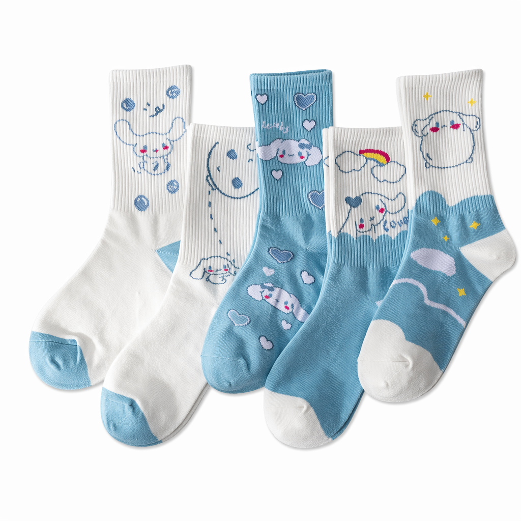 Sweet Puppy Sock Sets for Kawaii Enthusiasts 5pcs Set 6
