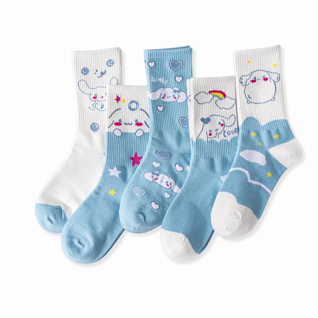 Sweet Puppy Sock Sets for Kawaii Enthusiasts 5pcs Set 5