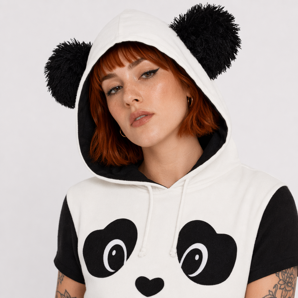 Cute Panda Bear Inspired Hoodie with Fuzzy Ears and Warm Sleeves XL