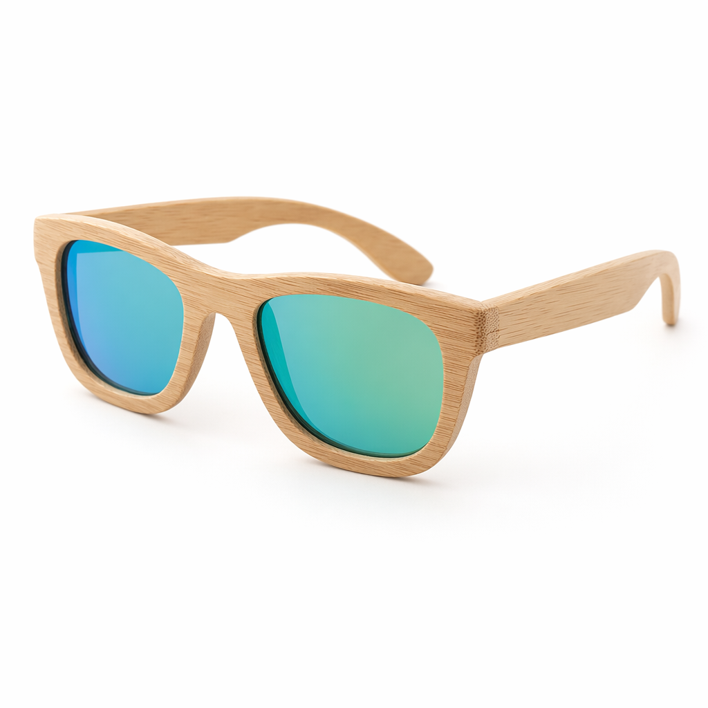 Chic Bamboo Wood Sunglasses for Style and UV Protection Teal