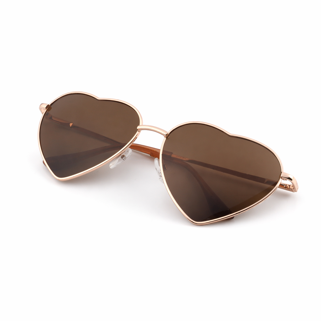 Chic Heart Shaped Aviator Sunglasses in Various Colors Brown