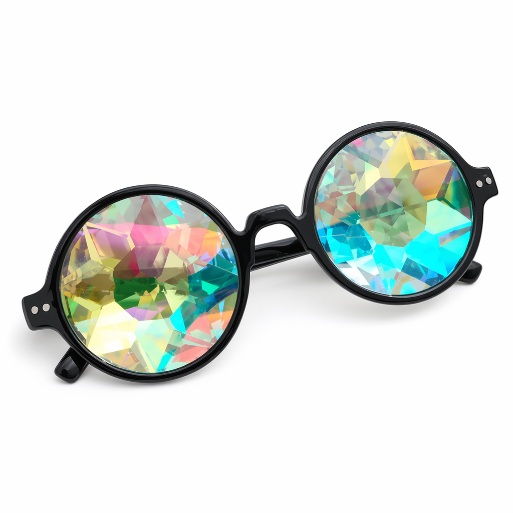 Crystallized Jewel Sunglasses with Kaleidoscope Effect Black
