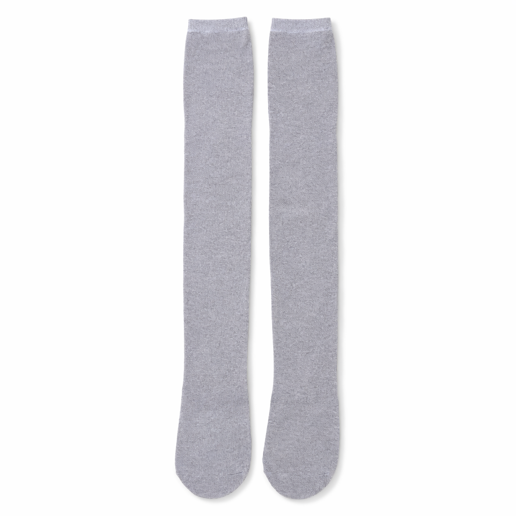Classic Cotton Thigh High Stockings for Kids in Solid Colors Grey Stockings
