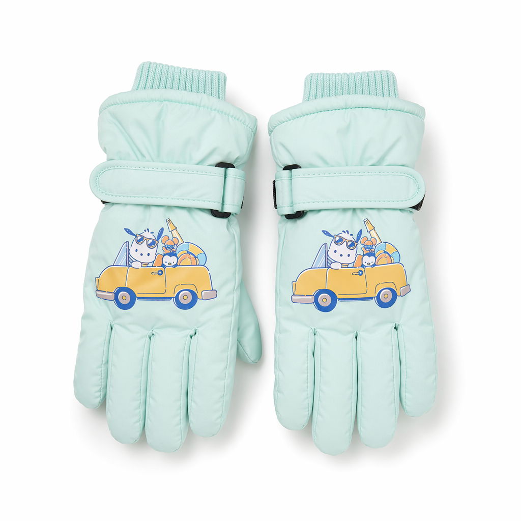 Cozy Kawaii Character Waterproof Gloves for Your Winter Wardrobe Green Pochacco
