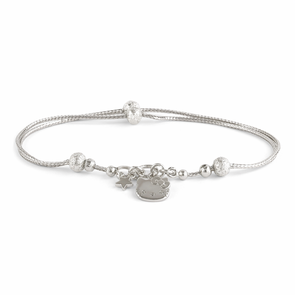 Kawaii Beaded Bracelets Inspired by Sanrio Characters Silver Kitty