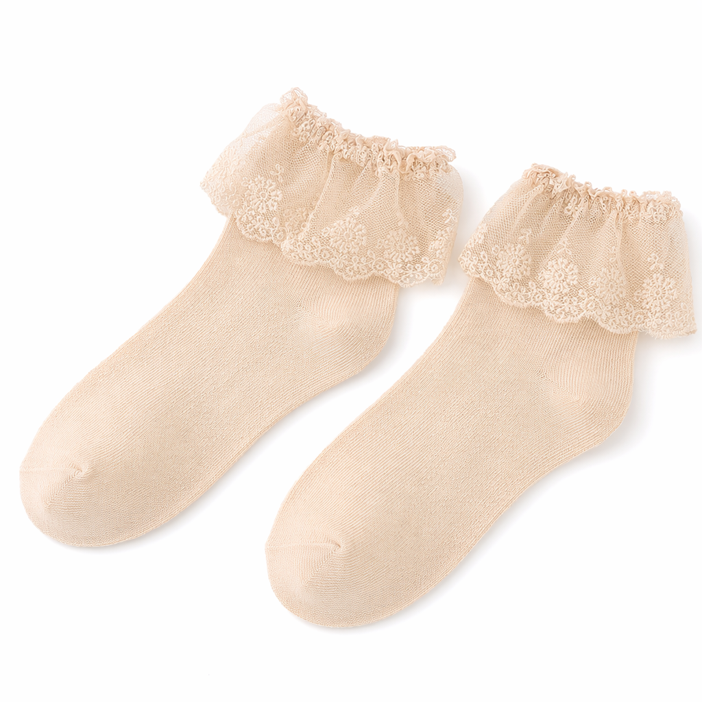 Ruffled Trim Ankle Socks for a Cute and Flirty Touch Apricot