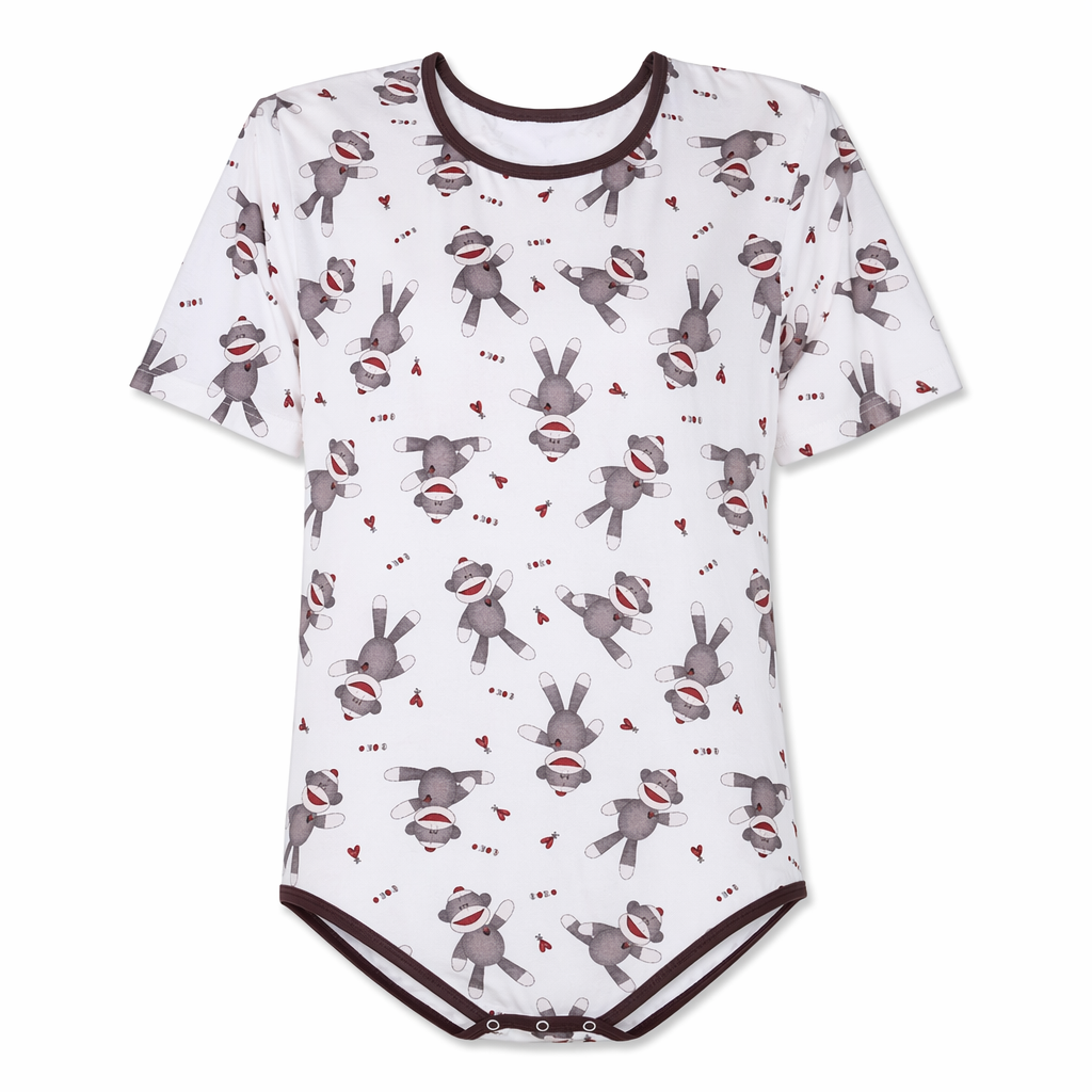 Adorable Unisex Sock Monkey Onesie for Kids and Adults XXL