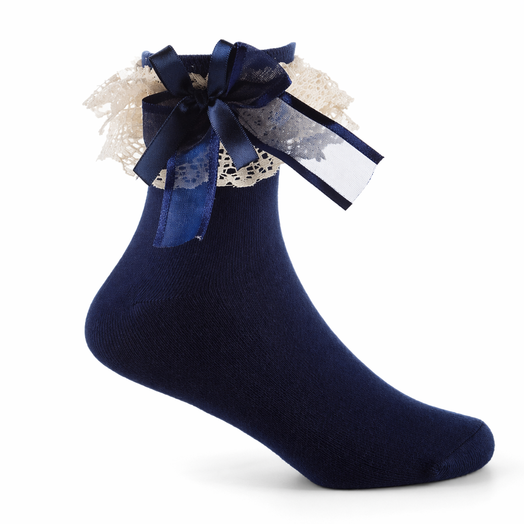 Kawaii Ruffled Trim Ankle Socks for a Cute Fashion Boost Navy