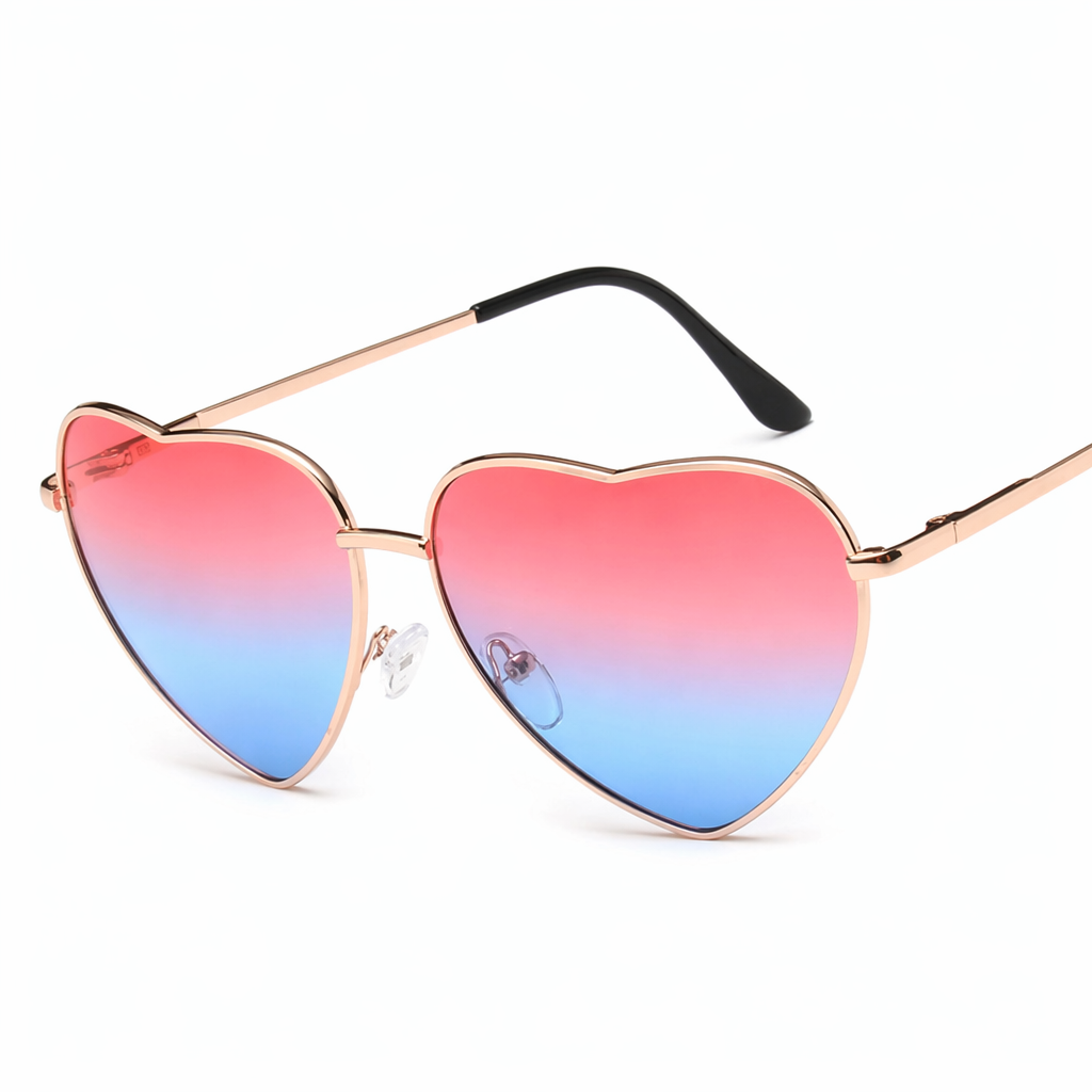 Chic Heart Shaped Aviator Sunglasses in Various Colors Blue Pink