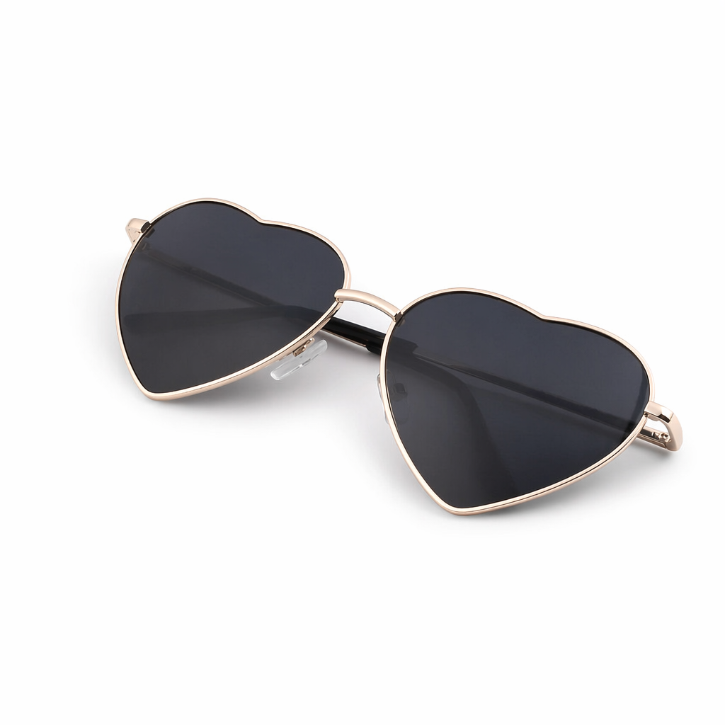 Chic Heart Shaped Aviator Sunglasses in Various Colors Black
