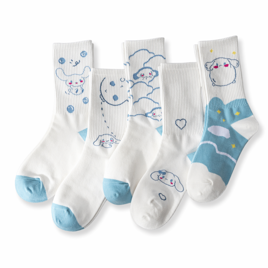 Sweet Puppy Sock Sets for Kawaii Enthusiasts 5pcs Set 8
