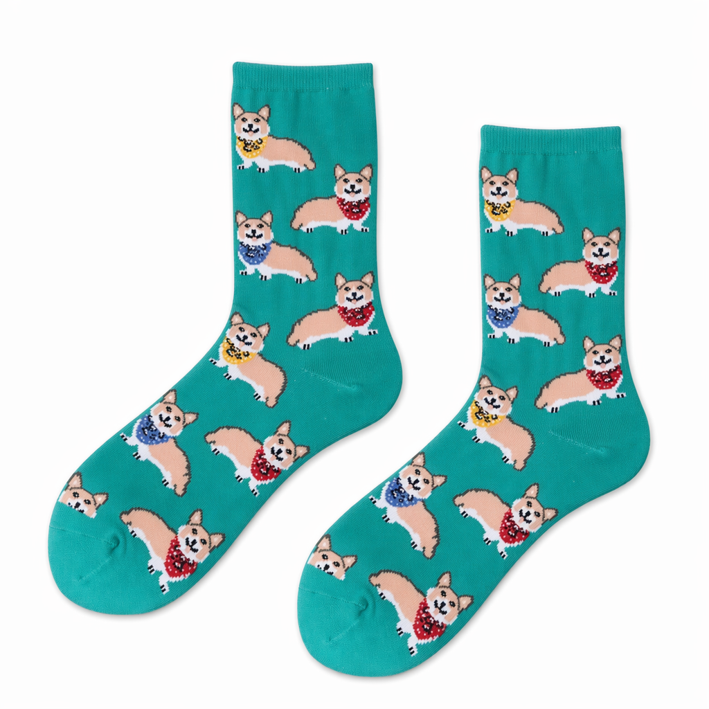 Vibrant Angel Kitten Socks for Kawaii Fashion Lovers Shiba Dog