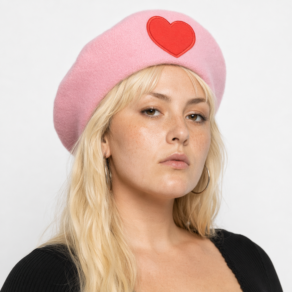 Pink Menhera Nurse Beret for Kawaii Fashion Enthusiasts Pink Heart