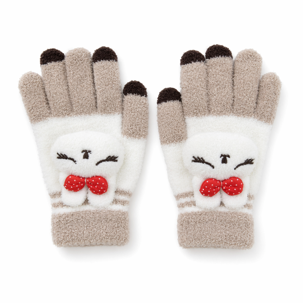 Kawaii Ultra Fuzzy Finger Gloves for Winter Fun Default