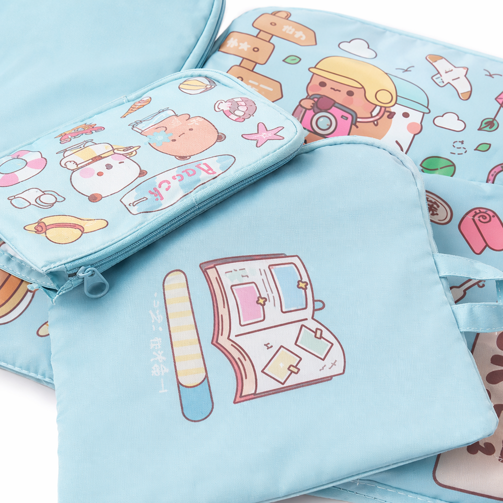 Dudu & Bubu Travel Storage Bag 7 Piece Set for Organized Travel Blue