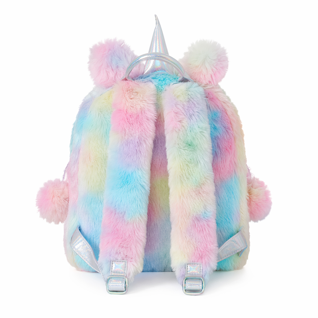 Milky Pastel Unicorn Backpack in Luxurious Vegan Fur New Condition Multicolor