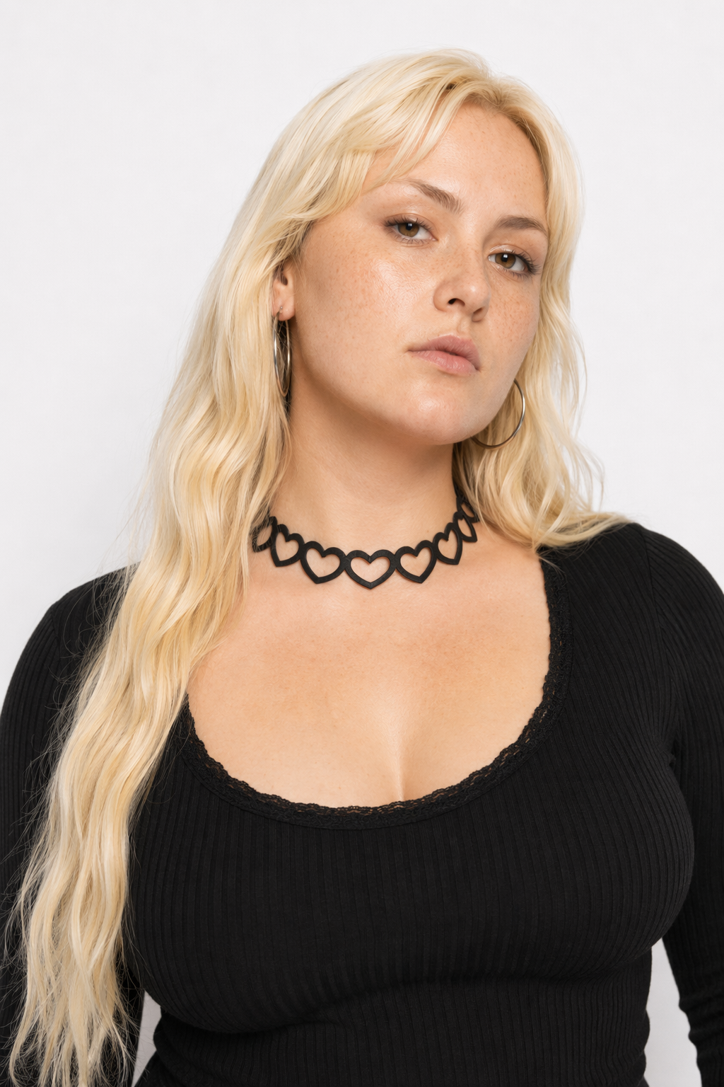 Jet Black Heart Choker Necklace for a Chic Gothic Look Hollow Heart