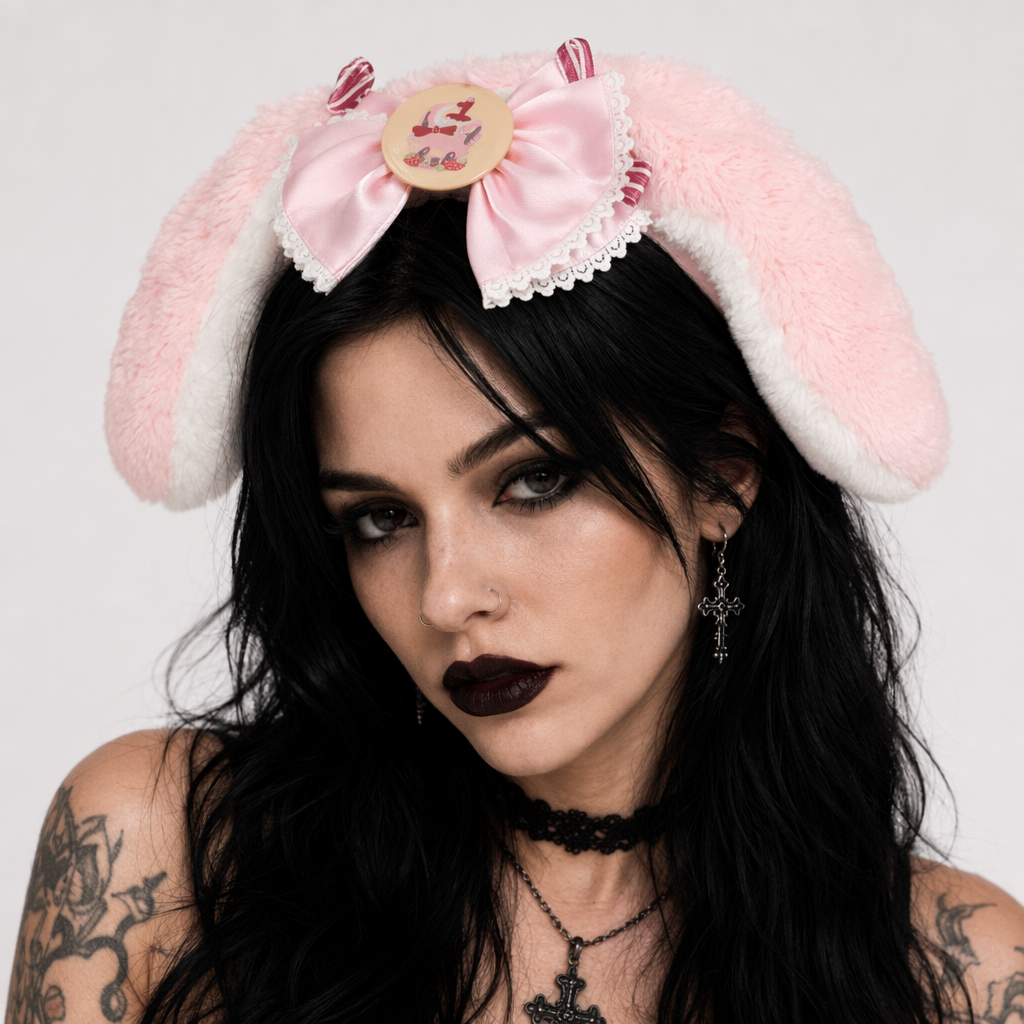Pastel Satin Bunny Ears for Kawaii Fairy-Kei Style Bunny Ears
