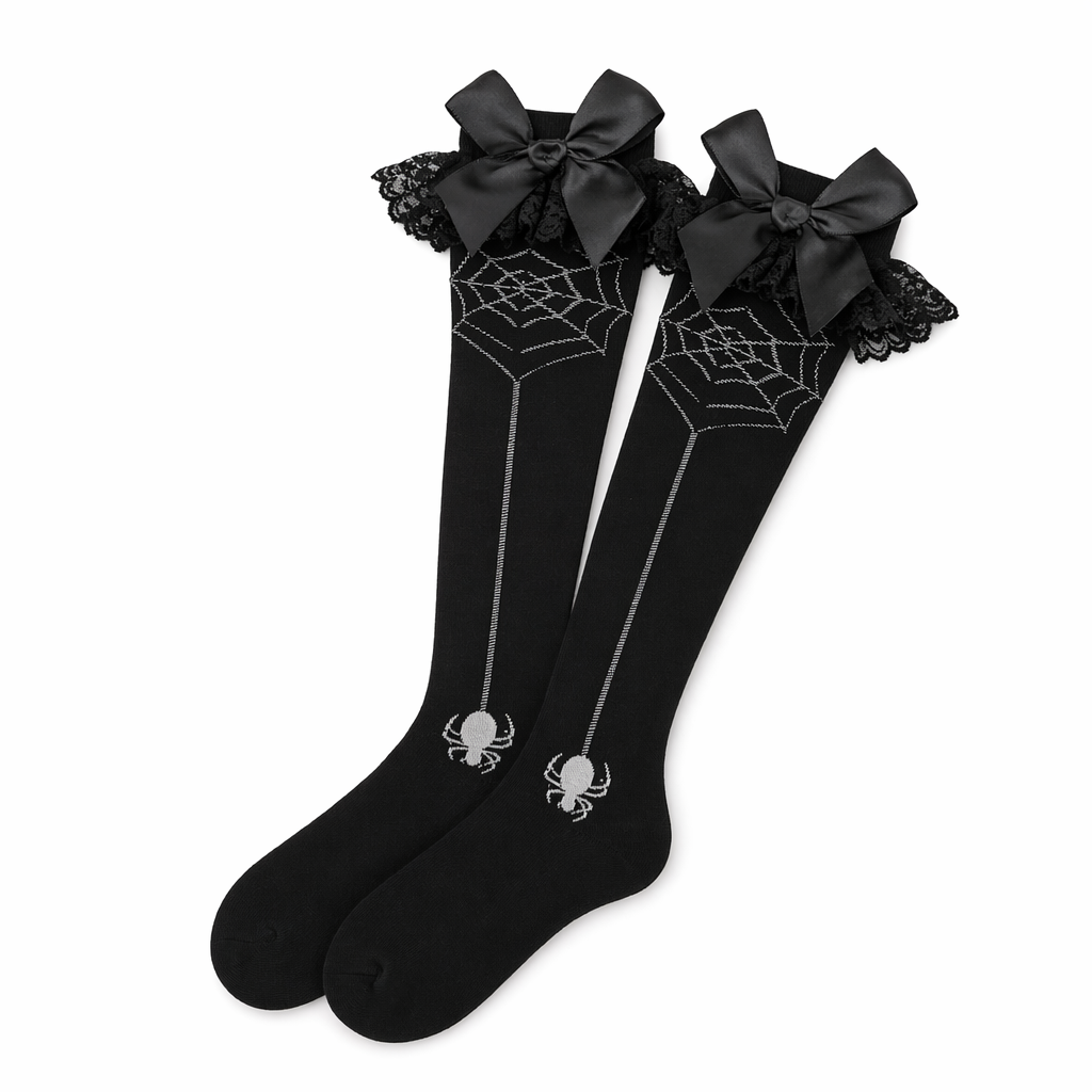 Gothic Spiderweb Stockings for Spooky Style and Cute Heart Skirts Default Title