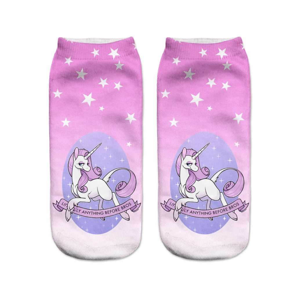 Cute Purple Unicorn Ankle Socks with Cheeky Saying Default Title