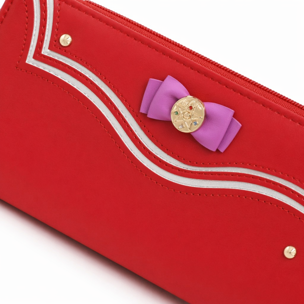 Magical Girl Inspired Zipper Clutch Wallet in Sailor Scout Style Red