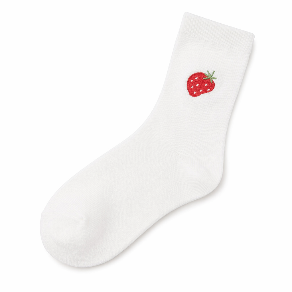 Adorable Kawaii Baby Dinosaur Socks for Cute Style White Strawberry