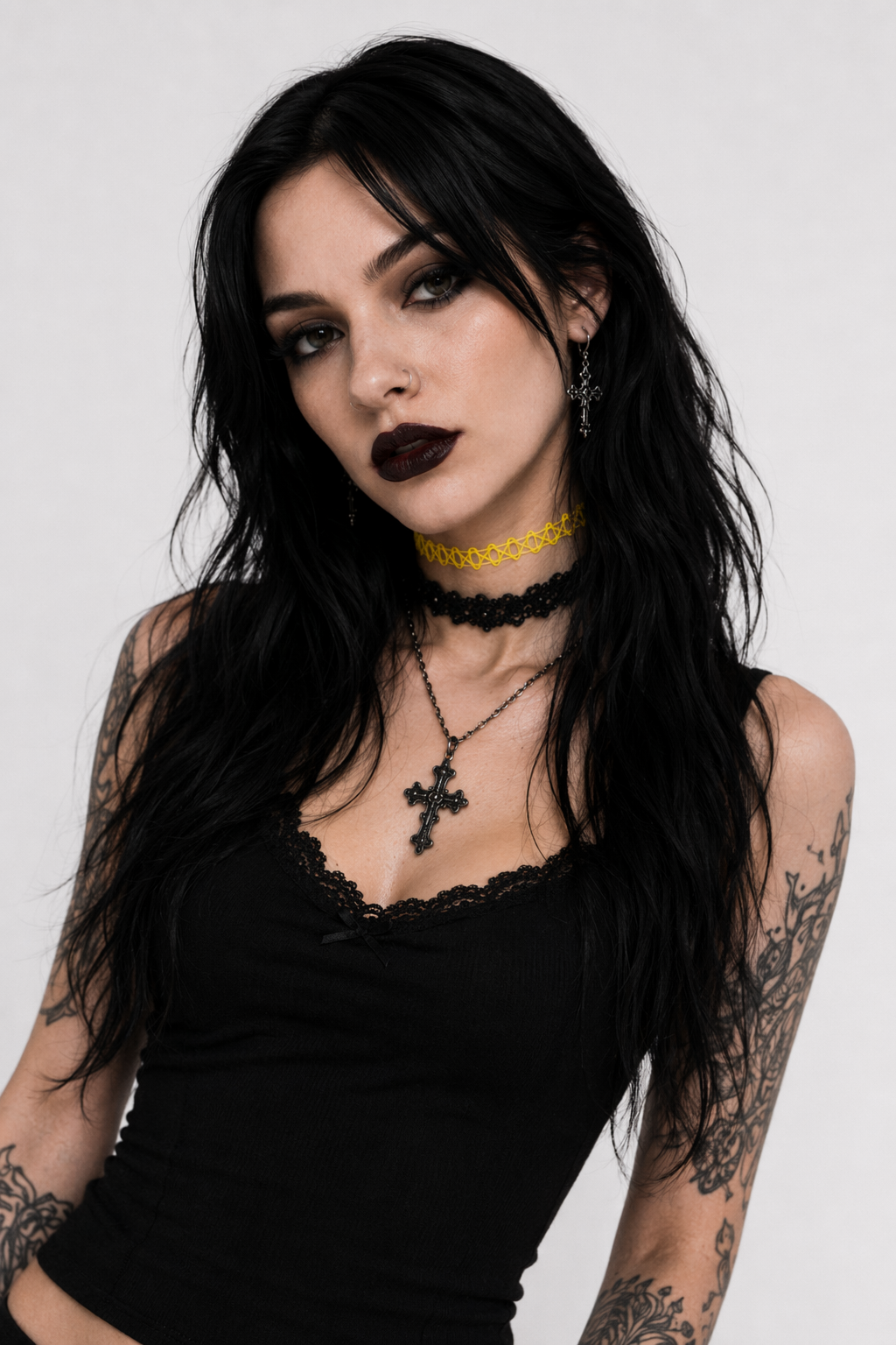 Classic 90s Inspired Choker Necklace in Various Colors Yellow