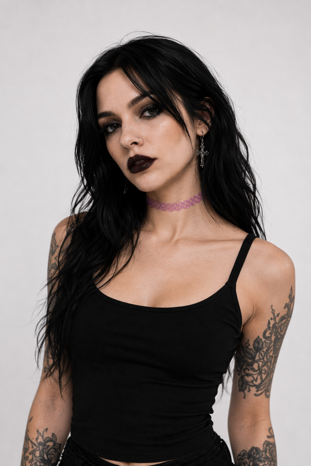 Classic 90s Inspired Choker Necklace in Various Colors Purple
