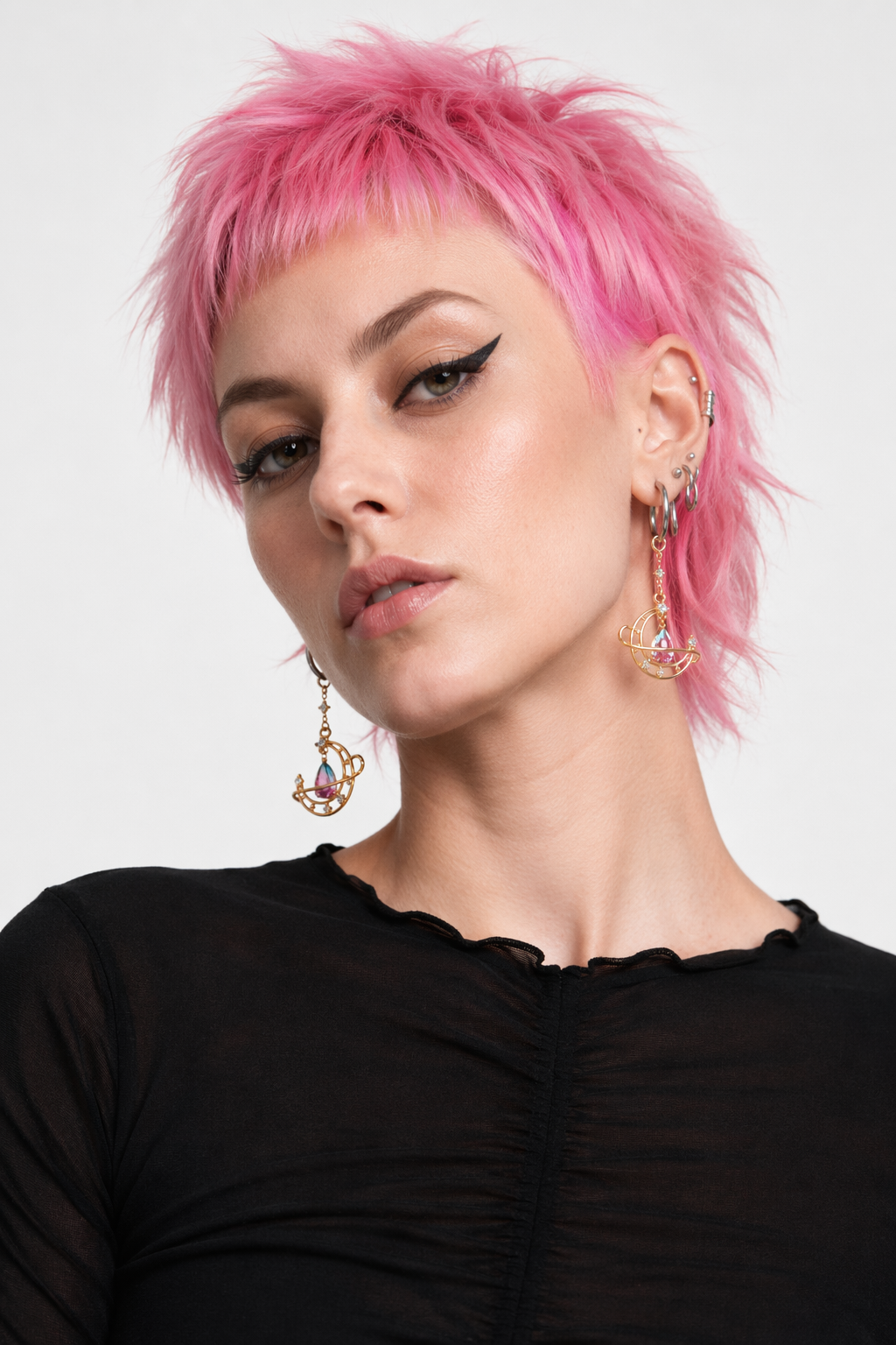 Crescent Moon Crystal Earrings for a Fairy-Like Touch Gold