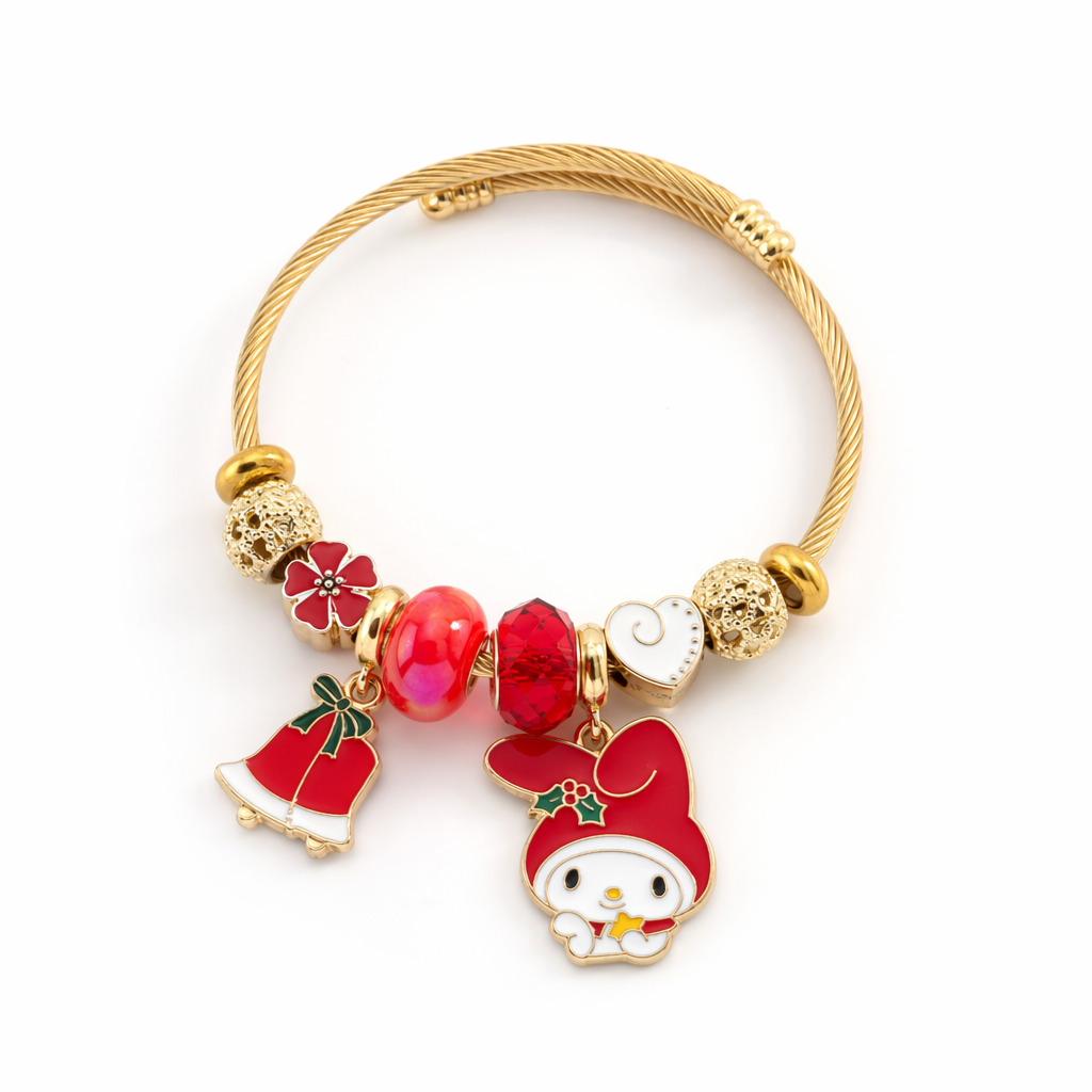 Holiday Character Bangle Beaded Bracelets Featuring Kawaii Designs Cinna