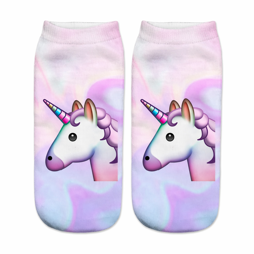 Magical Emoji Ankle Socks Inspired by Apple Unicorn Emoji Majestic