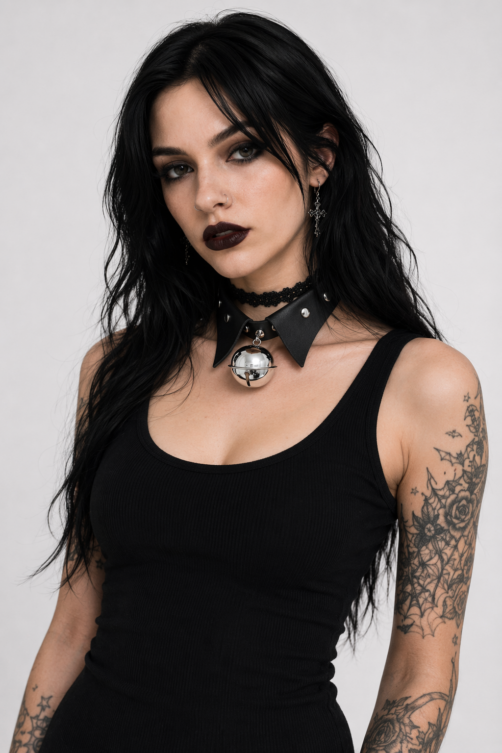 Tuxedo Bell Collar in Vegan Leather for a Playful Look Default