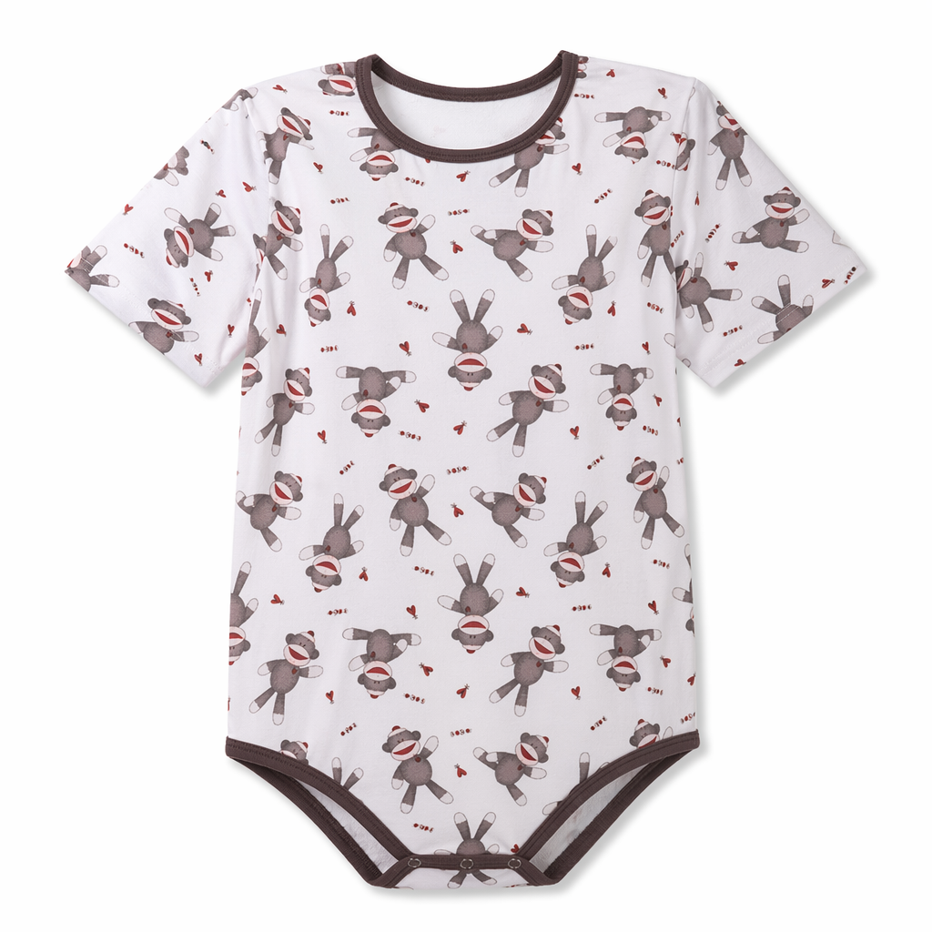 Adorable Unisex Sock Monkey Onesie for Kids and Adults M