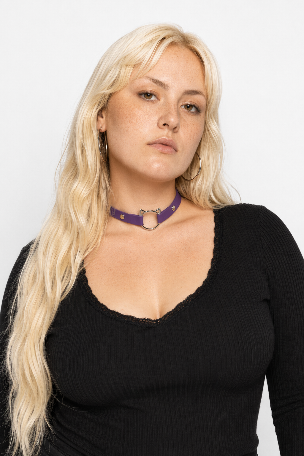 Kawaii Neko Cat Choker Necklace in Candy Colors Purple