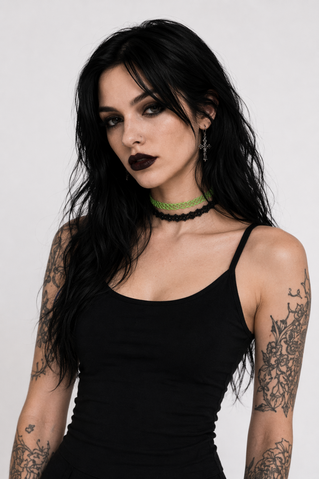 Classic 90s Inspired Choker Necklace in Various Colors Green