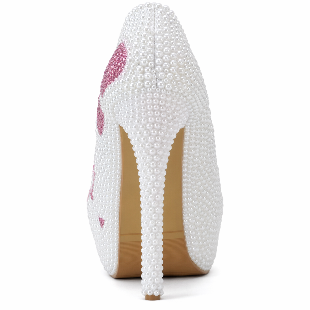 Luxury Handcrafted Pearl Embellished Platform Shoes for Kawaii Lolita Fashion 14cm heel