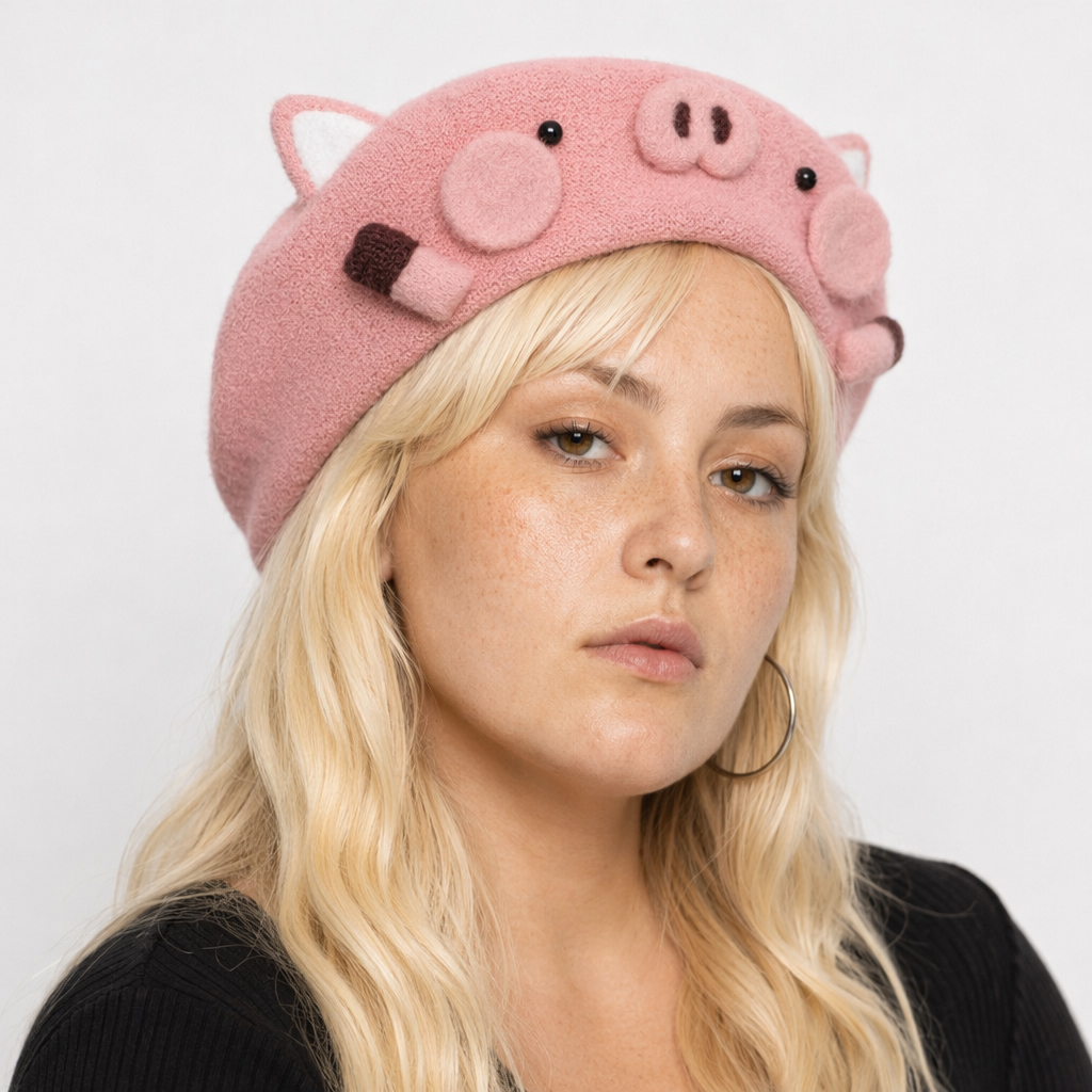 Kawaii Berets for Stylish Lolita Fashion and Accessories Pink Pig