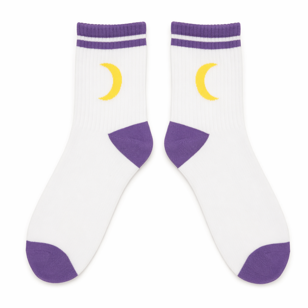Cute Fairy Kei Moon Socks for Magical Girl Anime Aesthetic Yellow Moon