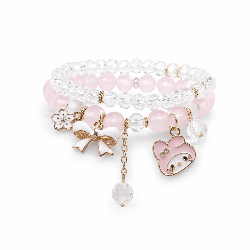 Kawaii Beaded Bracelets Inspired by Sanrio Characters Pink Bead Melody