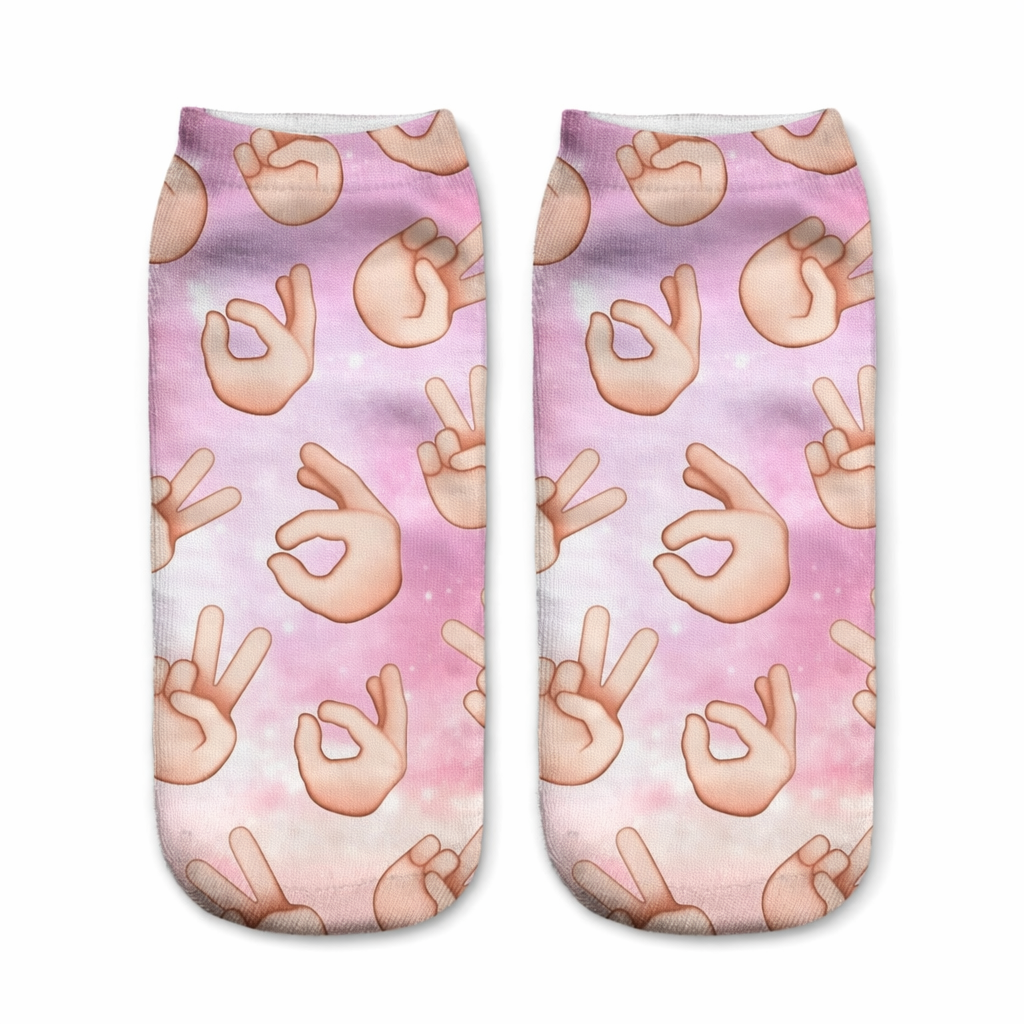 Magical Emoji Ankle Socks Inspired by Apple Unicorn Emoji Peace