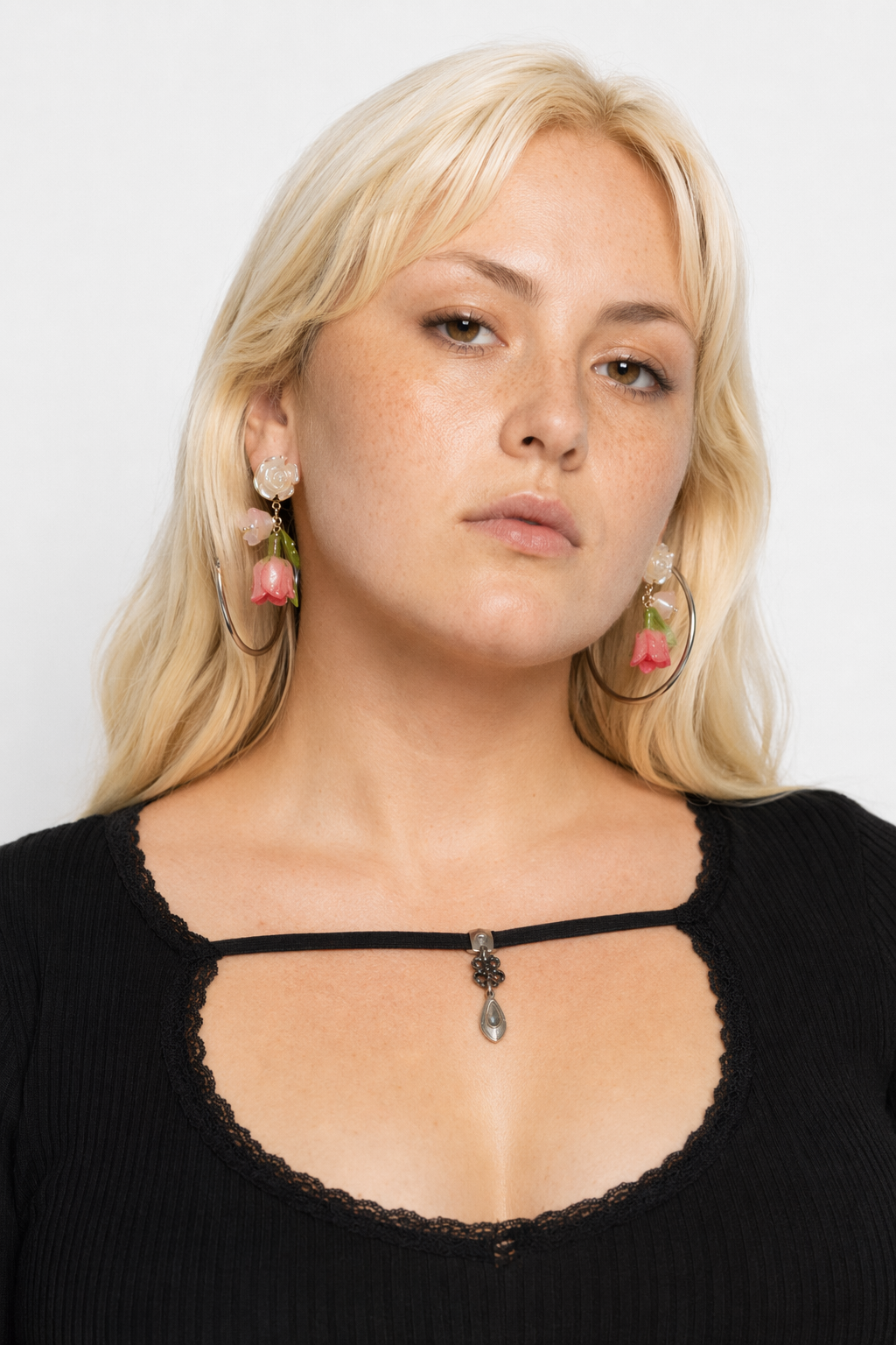 Dainty Tulip Flower Earrings with Gold Details and Backings Default Title