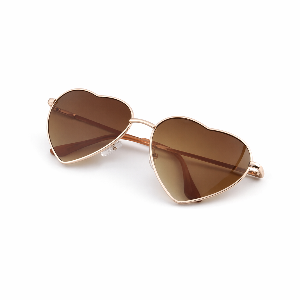 Chic Heart Shaped Aviator Sunglasses in Various Colors Auburn