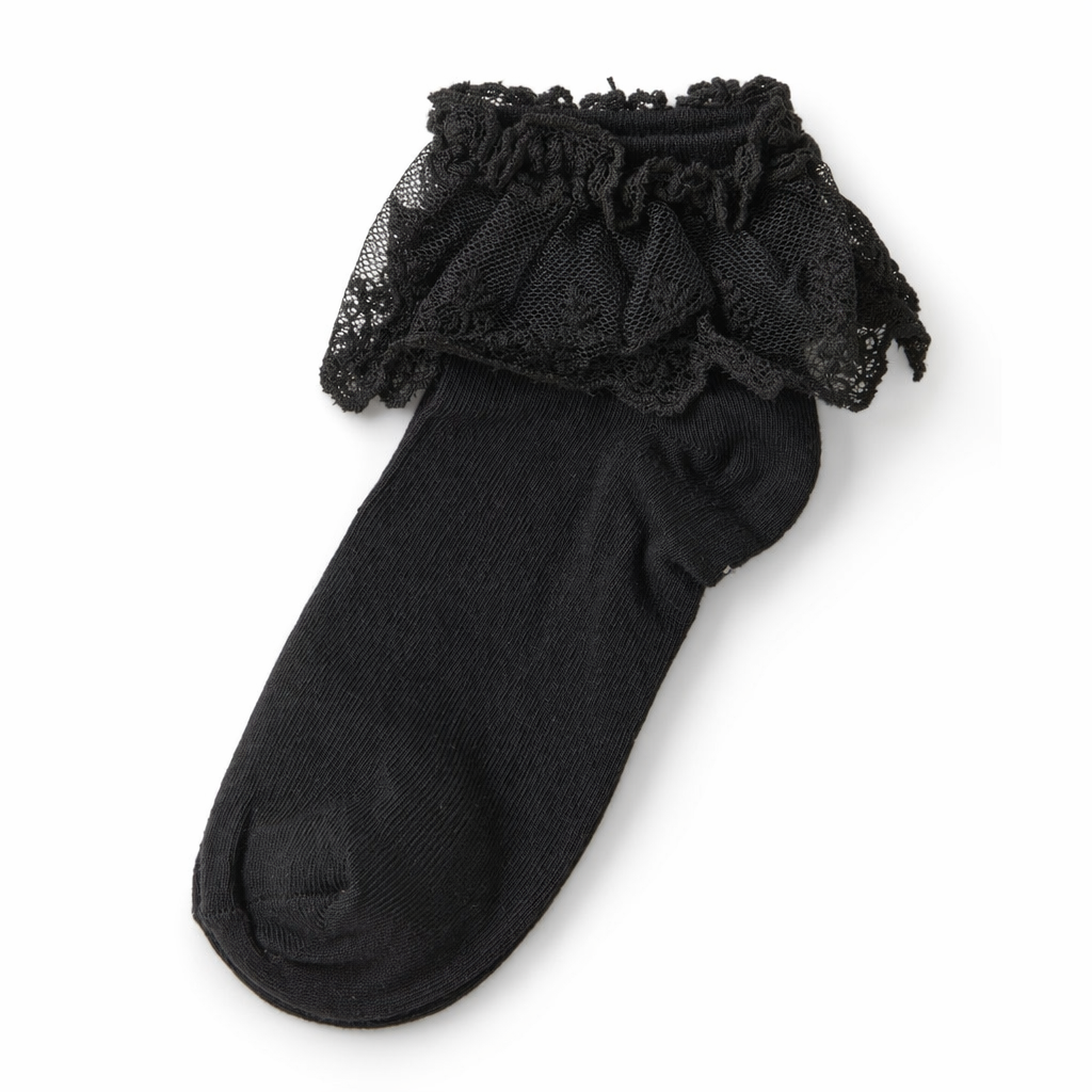 Ruffled Trim Ankle Socks for a Cute and Flirty Touch Black