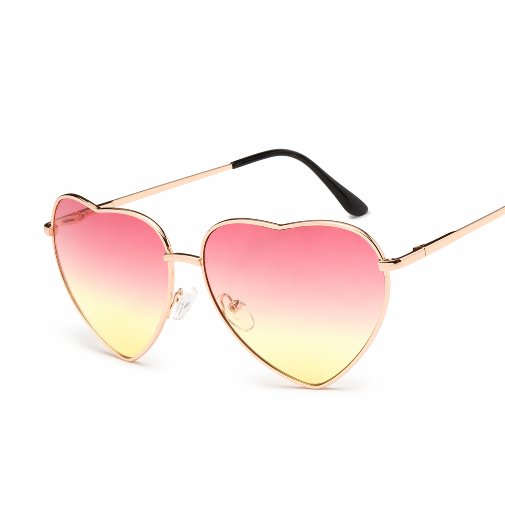 Chic Heart Shaped Aviator Sunglasses in Various Colors Pink Yellow
